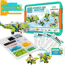 Makerzoid Programmable Toys Robot Master, 200-in-1 Coding Robot Kit, STEM Robotics Kit Learning Kit for Kids Makerzoid Programmable Toys Robot Master, 200-in-1 Coding Robot Kit, STEM Robotics Kit Learning Kit for Kids